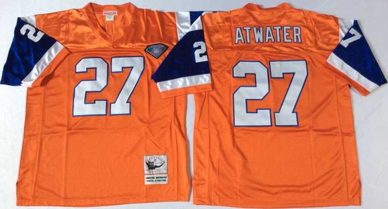 Broncos 27 Steve Atwater Orange M&N Throwback Jersey->nfl m&n throwback->NFL Jersey